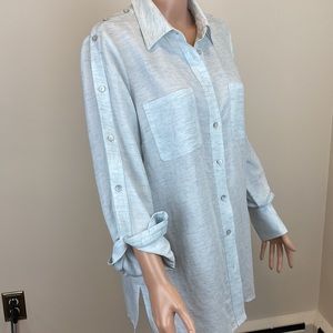 Vintage WORTH New York SZ M Made in USA Linen /Tencel Button Down Shirt